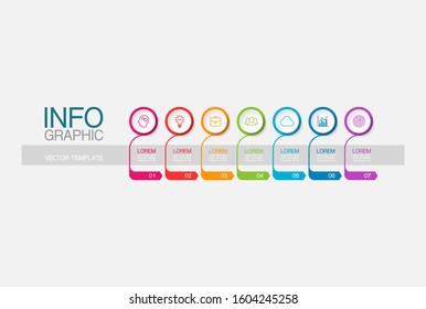 Vector horizontal infographic diagram, template for business, presentations, web design, 7 options.
