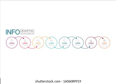 Vector horizontal infographic diagram, template for business, presentations, web design, 8 options.