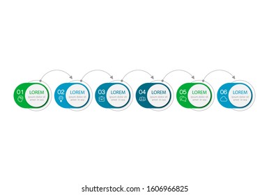 Vector horizontal infographic diagram, template for business, presentations, web design, 6 options.