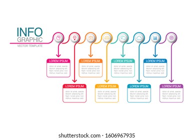 Vector horizontal infographic diagram, template for business, presentations, web design, 8 options.