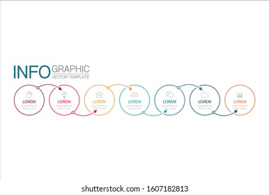 Vector horizontal infographic diagram, template for business, presentations, web design, 7 options.