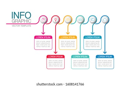 Vector horizontal infographic diagram, template for business, presentations, web design, 6 options.