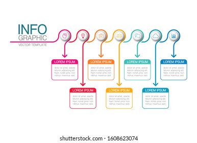 Vector horizontal infographic diagram, template for business, presentations, web design, 7 options.