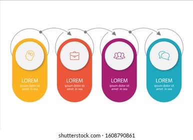 Vector horizontal infographic diagram, template for business, presentations, web design, 4 options.