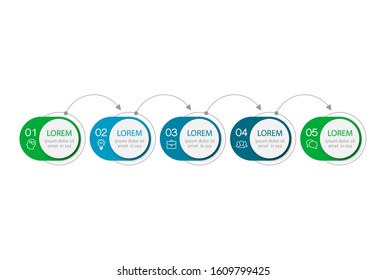 Vector horizontal infographic diagram, template for business, presentations, web design, 5 options.