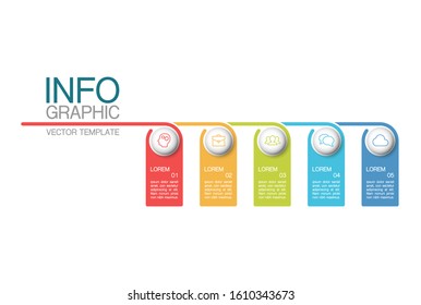 Vector horizontal infographic diagram, template for business, presentations, web design, 5 options.