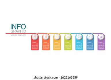 Vector horizontal infographic diagram, template for business, presentations, web design, 7 options.