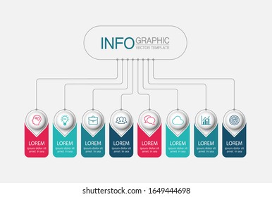 Vector horizontal infographic diagram, template for business, presentations, web design, 8 options.