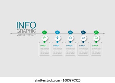 Vector horizontal infographic diagram, template for business, presentations, web design, 5 options.