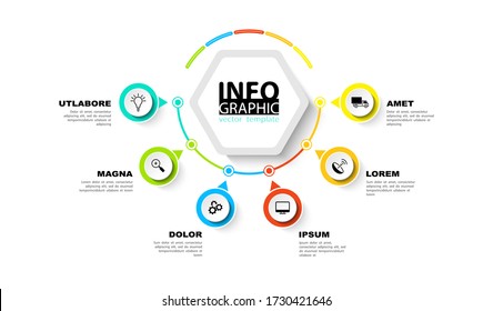 Vector horizontal infographic diagram, template for business, presentations, web design, 6 options. Can be used to create working business projects, annual reports, web. Business concept,process steps