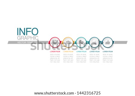 Vector horizontal infographic diagram, template for business, presentations, web design, 5 options.
