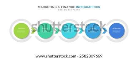 Vector horizontal infographic diagram, template for business, presentations, web design. 5 Steps or options