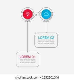 Vector horizontal infographic flat diagram, template for business, presentations, web design, 2 options.