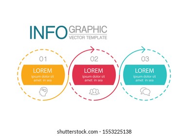 Vector horizontal infographic flat diagram, template for business, presentations, web design, 3 options.