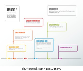 Modelo de linha de tempo infográfico horizontal vetorial com bolhas de cor de linha fina