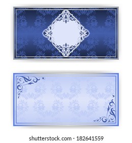 Vector horizontal  invitation card with vintage pattern, place for text