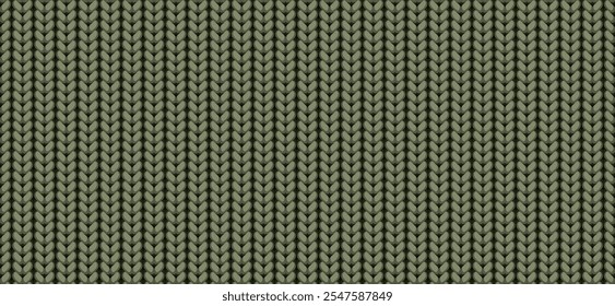 Vector horizontal knitting green wool background. Background with crocheted fabric texture for wallpaper, background, web page backdrop, wrapping paper, winter design, postcard.