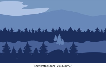 Vector de fondo paisajístico con montaña y árboles para afiches, banner, diseño web, elementos decorativos