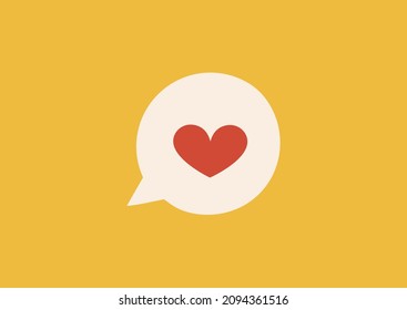 Vector horizontal love card speech balloon with heart