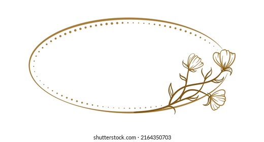 Vector horizontal oval dotted frame with floral decoration