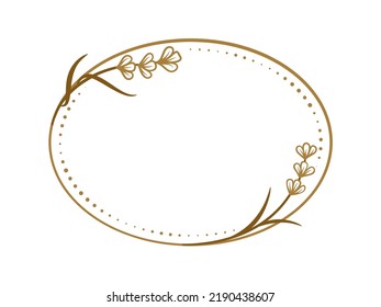 Vector horizontal oval dotted frame with floral decoration