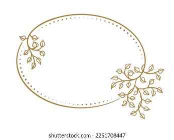 Vector horizontal oval dotted frame with floral decoration