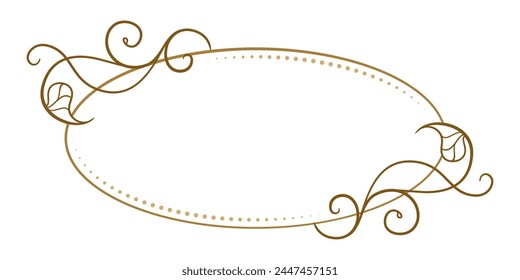 Vector horizontal oval frame with ivy leaves decoration