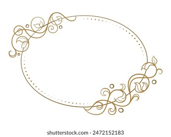 Vector horizontal oval frame with ivy leaves decoration