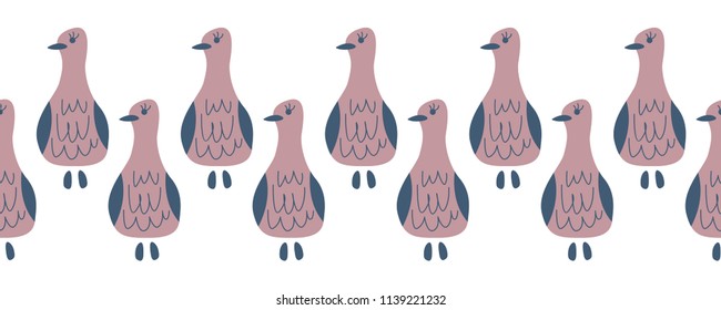 Vector horizontal pattern with birds. 