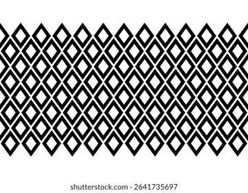 Vector Horizontal pattern of rhombuses from black lines on white background. Modern vector background. Trendy vector pattern. Design element