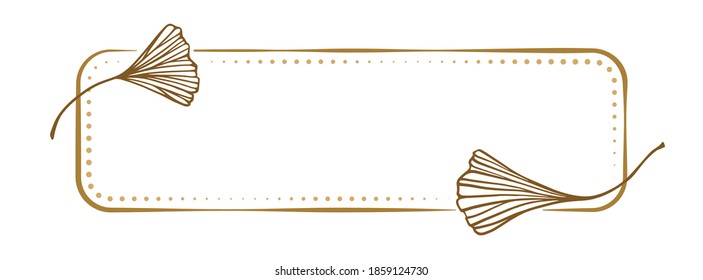 Vector horizontal rectangle dotted frame with ginkgo leaves decoration