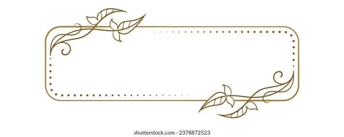 Vector horizontal rectangle dotted frame with ivy leaves decoration