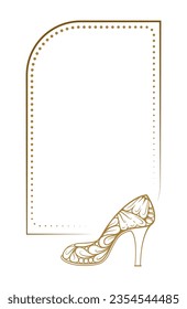 Vector horizontal rectangle frame with high heel shoe decoration
