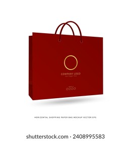 vector horizontal red shopping paper bag mockup editable eps file