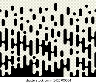 Vector horizontal repeatable halftone lines, rounded shapes. Seamless abstract stripes, monochrome overlay style, pattern. Isolated background.
