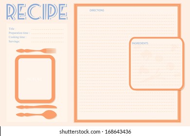 Vector Horizontal Retro Recipe Card Layout