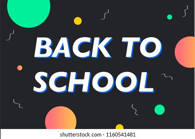 Vector horizontal school banner colorful memphis style. Back to school banner. EPS 10