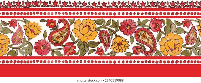 Vector horizontal seamless background with colorful flowers. vector design.