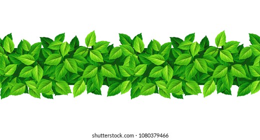 Vector horizontal seamless background with green leaves.