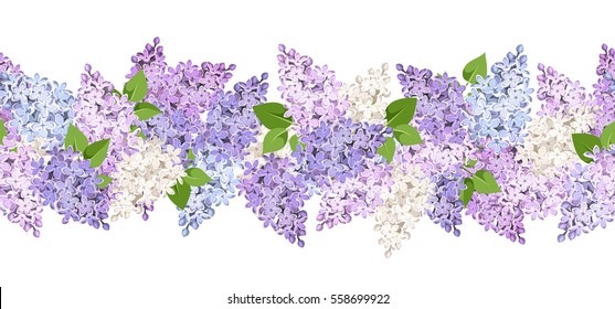 Vector horizontal seamless background with lilac flowers.