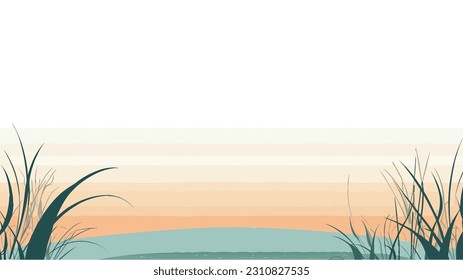 Vector horizontal seamless border with summer view