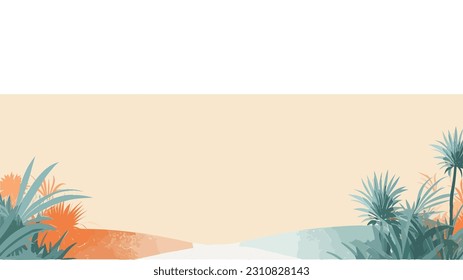Vector horizontal seamless border with summer view 05