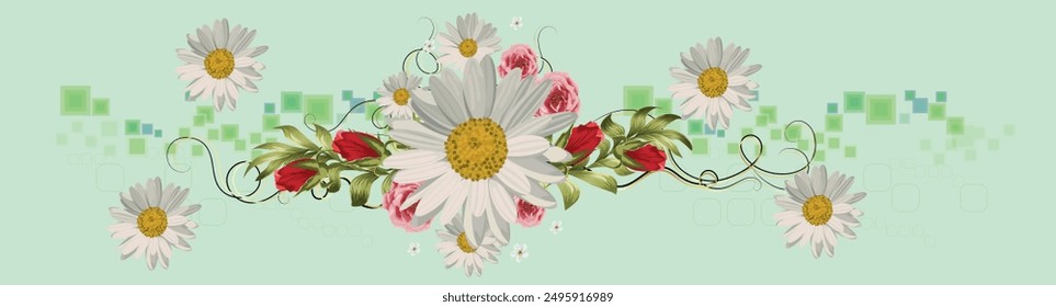 Vector horizontal seamless flower design for foil design