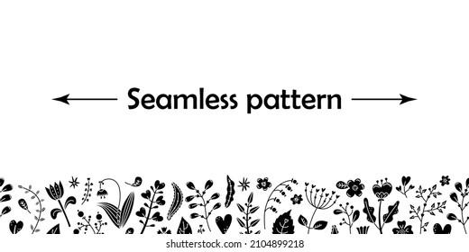 Vector horizontal seamless pattern with flowers in Valentines day style.