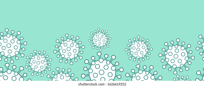 Vector horizontal seamless pattern with viruses, endless banner
