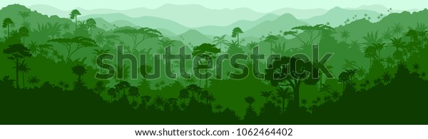 Tropical rainforest Jungle background wall mural.