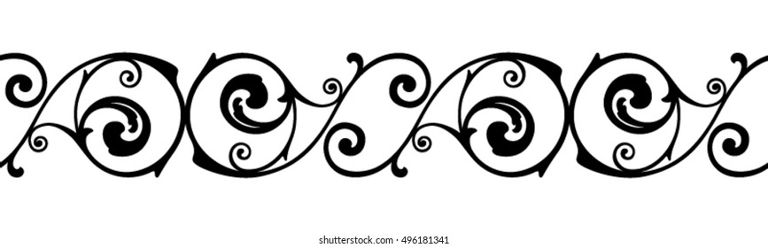 Vector horizontal seamless vintage black and white vignette.