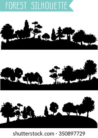 Vector horizontal silhouettes forest.