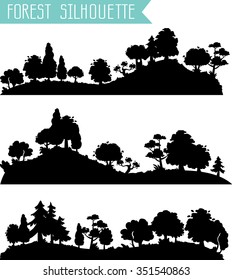 Vector horizontal silhouettes forest.