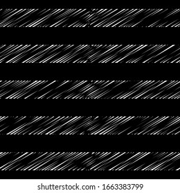 Vector of horizontal stripes seamless pattern with diagonal strokes.Black and white
